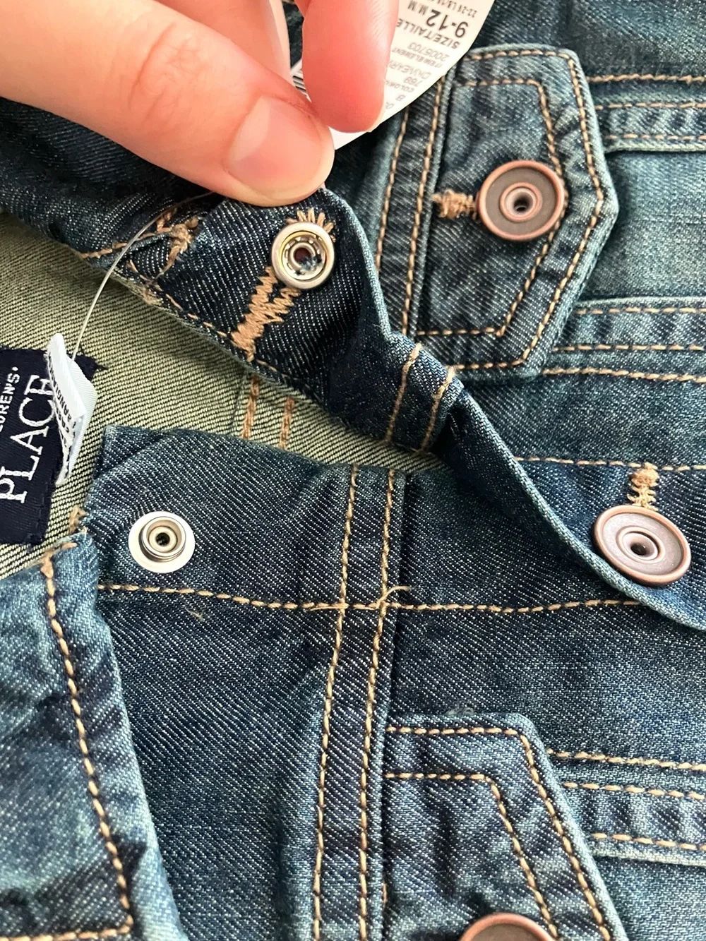 The children’s place dark wash whimsical denim jean jacket-size 9-12m